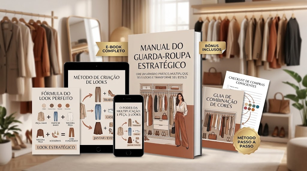 Manual do Guarda-Roupa Estratégico com e-book, guias, checklist e método passo a passo